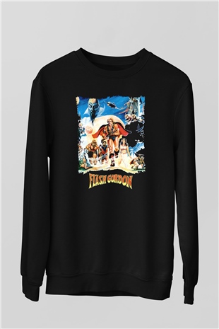 Flash Gordon Siyah Unisex  Sweatshirt