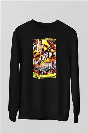 Flash Gordon Siyah Unisex  Sweatshirt
