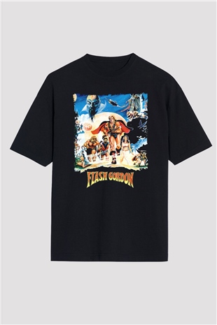 Flash Gordon Siyah Oversize Tişört