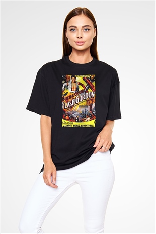 Flash Gordon Siyah Oversize Tişört