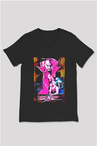 Flash Gordon Siyah Unisex  V Yaka Tişört