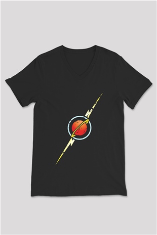 Flash Gordon Siyah Unisex  V Yaka Tişört