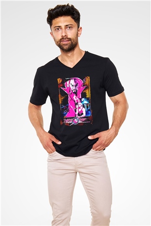 Flash Gordon Siyah Unisex  V Yaka Tişört