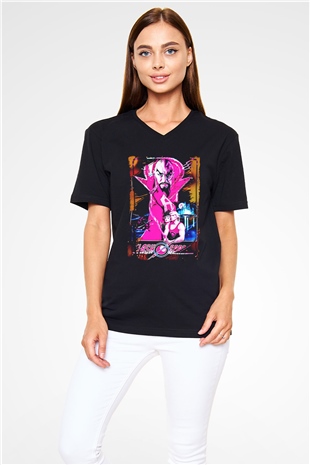 Flash Gordon Siyah Unisex  V Yaka Tişört