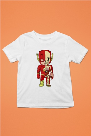 Flash Skeleton Baskılı Unisex Beyaz Çocuk Tişört