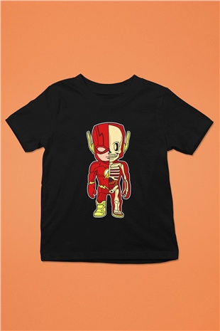 Flash Skeleton Baskılı Unisex Siyah Çocuk Tişört