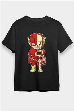 Flash Skeleton Baskılı Unisex Siyah Tişört
