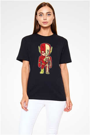 Flash Skeleton Baskılı Unisex Siyah Tişört