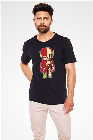 Flash Skeleton Baskılı Unisex Siyah Tişört