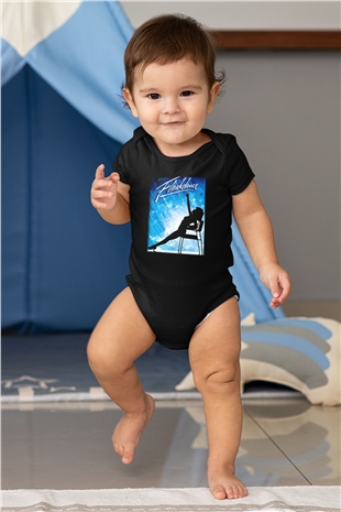 Flashdance Baskılı Siyah Bebek Body - Zıbın