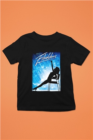 Flashdance Baskılı Siyah Unisex Çocuk Tişört