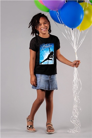 Flashdance Baskılı Siyah Unisex Çocuk Tişört