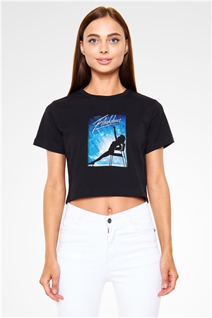Flashdance Siyah Crop Top Tişört