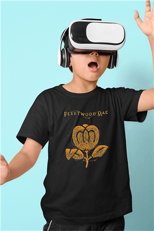 Fleetwod Mac Baskılı Unisex Siyah Çocuk Tişört - Tshirt