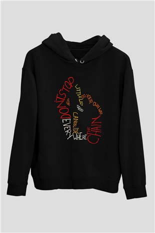 Fleetwod Mac Baskılı Unisex Siyah Kapüşonlu Sweatshirt