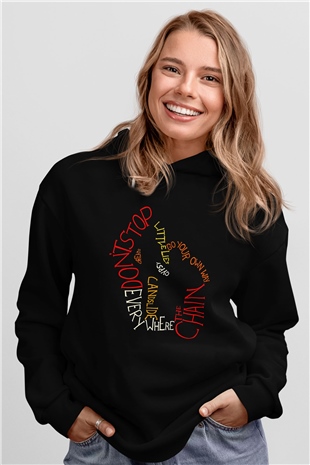 Fleetwod Mac Baskılı Unisex Siyah Kapüşonlu Sweatshirt