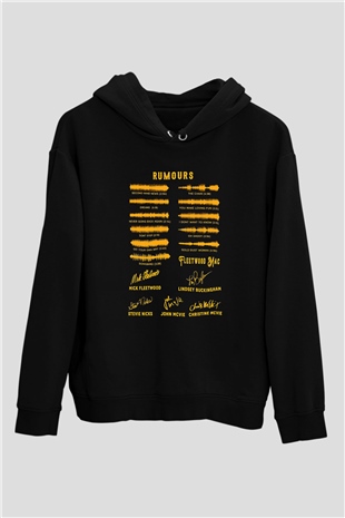 Fleetwod Mac Baskılı Unisex Siyah Kapüşonlu Sweatshirt