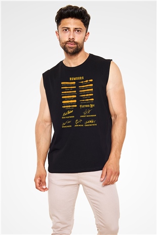 Fleetwod Mac Baskılı Unisex Siyah Kolsuz Tişört - Tshirt