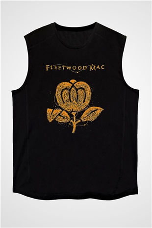 Fleetwod Mac Baskılı Unisex Siyah Kolsuz Tişört - Tshirt