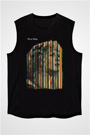 Fleetwod Mac Baskılı Unisex Siyah Kolsuz Tişört - Tshirt