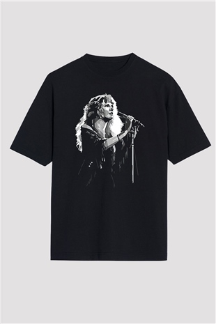Fleetwod Mac Baskılı Unisex Siyah Oversize Tişört - Tshirt