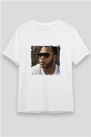 Flo Rida Baskılı Unisex Beyaz Tişört
