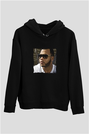 Flo Rida Baskılı Unisex Siyah Hoodie