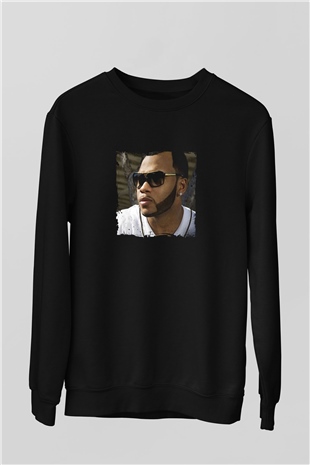 Flo Rida Baskılı Unisex Siyah Sweatshirt