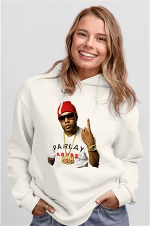 Flo Rida Beyaz Unisex Kapüşonlu Sweatshirt