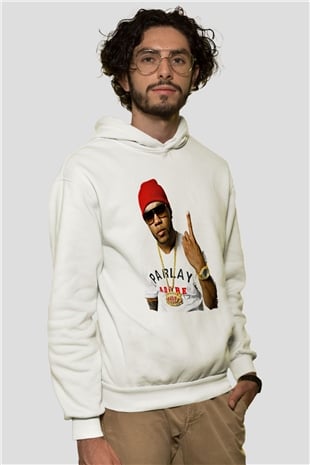 Flo Rida Beyaz Unisex Kapüşonlu Sweatshirt