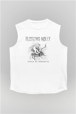 Flogging Molly Baskılı Unisex Beyaz Kolsuz Tişört