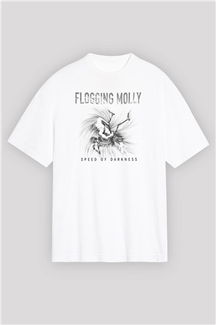 Flogging Molly Baskılı Unisex Beyaz Oversize Tişört
