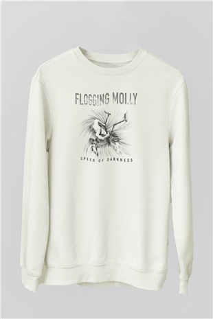 Flogging Molly Baskılı Unisex Beyaz Sweatshirt
