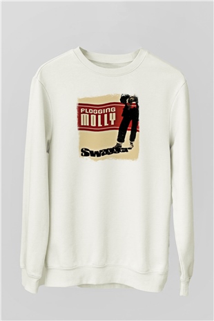 Flogging Molly Baskılı Unisex Beyaz Sweatshirt