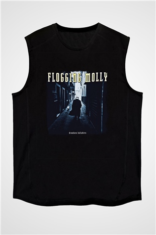 Flogging Molly Baskılı Unisex Siyah Kolsuz Tişört