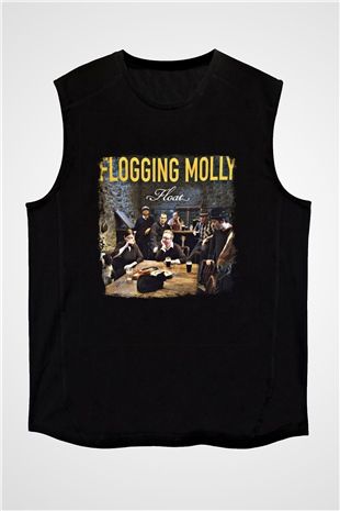 Flogging Molly Baskılı Unisex Siyah Kolsuz Tişört