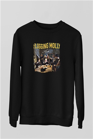 Flogging Molly Baskılı Unisex Siyah Sweatshirt
