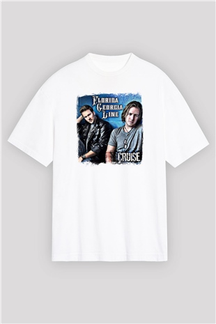 Florida Georgia Line Baskılı Unisex Beyaz Oversize Tişört