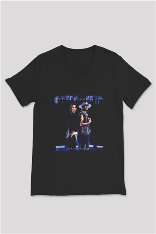 Florida Georgia Line Baskılı Unisex Siyah V Yaka Tişört