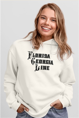 Florida Georgia Line Beyaz Unisex Kapüşonlu Sweatshirt