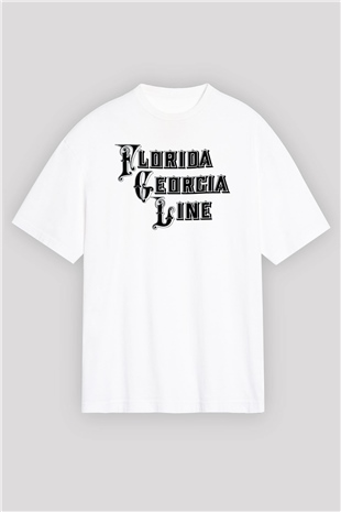 Florida Georgia Line Beyaz Oversize Tişört Oversize T-shirt - TişörtFabrikası