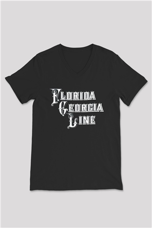 Florida Georgia Line Siyah Unisex V Yaka Tişört