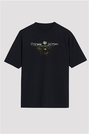 Flotsam and Jetsam Baskılı Unisex Siyah Oversize Tişört