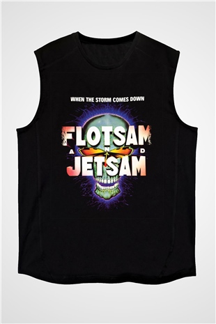 Flotsam and Jetsam Baskılı Unisex Siyah Kolsuz Tişört