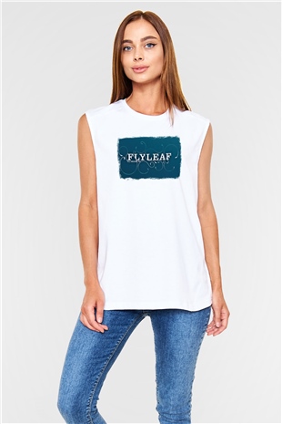 Flyleaf Baskılı Unisex Beyaz Kolsuz Tişört