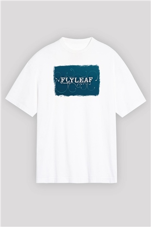 Flyleaf Baskılı Unisex Beyaz Oversize Tişört