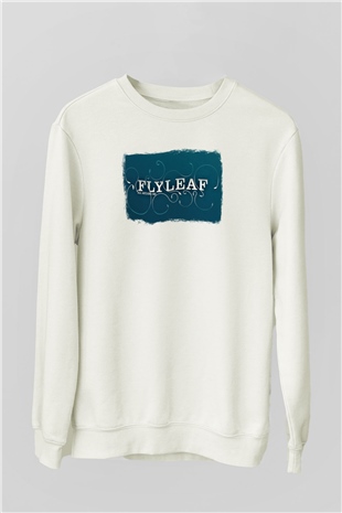 Flyleaf Baskılı Unisex Beyaz Sweatshirt