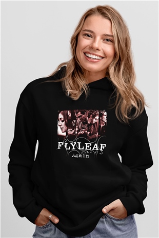 Flyleaf Baskılı Unisex Siyah Hoodie