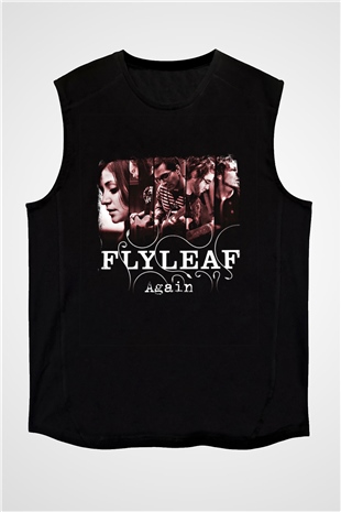 Flyleaf Baskılı Unisex Siyah Kolsuz Tişört