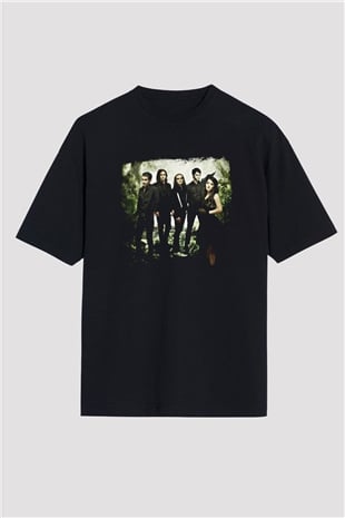 Flyleaf Baskılı Unisex Siyah Oversize Tişört